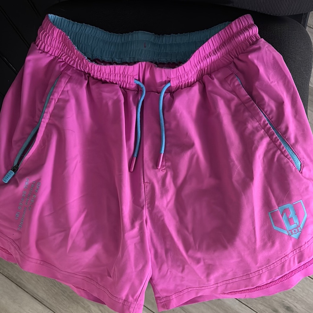 Pink men’s athletic shorts